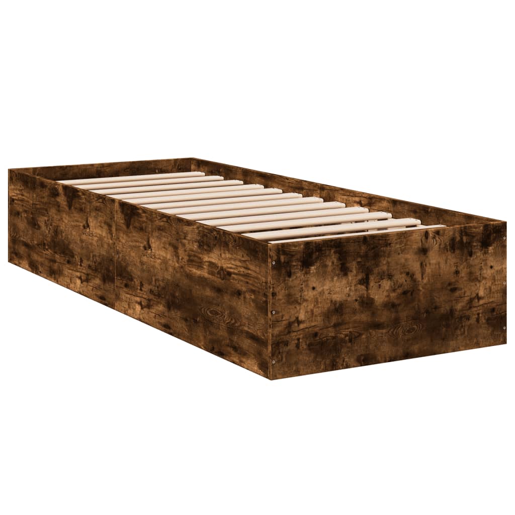 Bed frame without mattress smoked oak 75x190 cm wood material