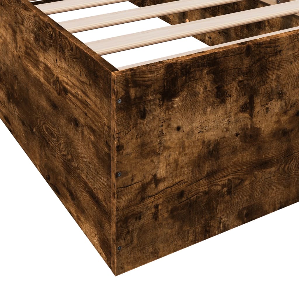 Bed frame without mattress smoked oak 75x190 cm wood material