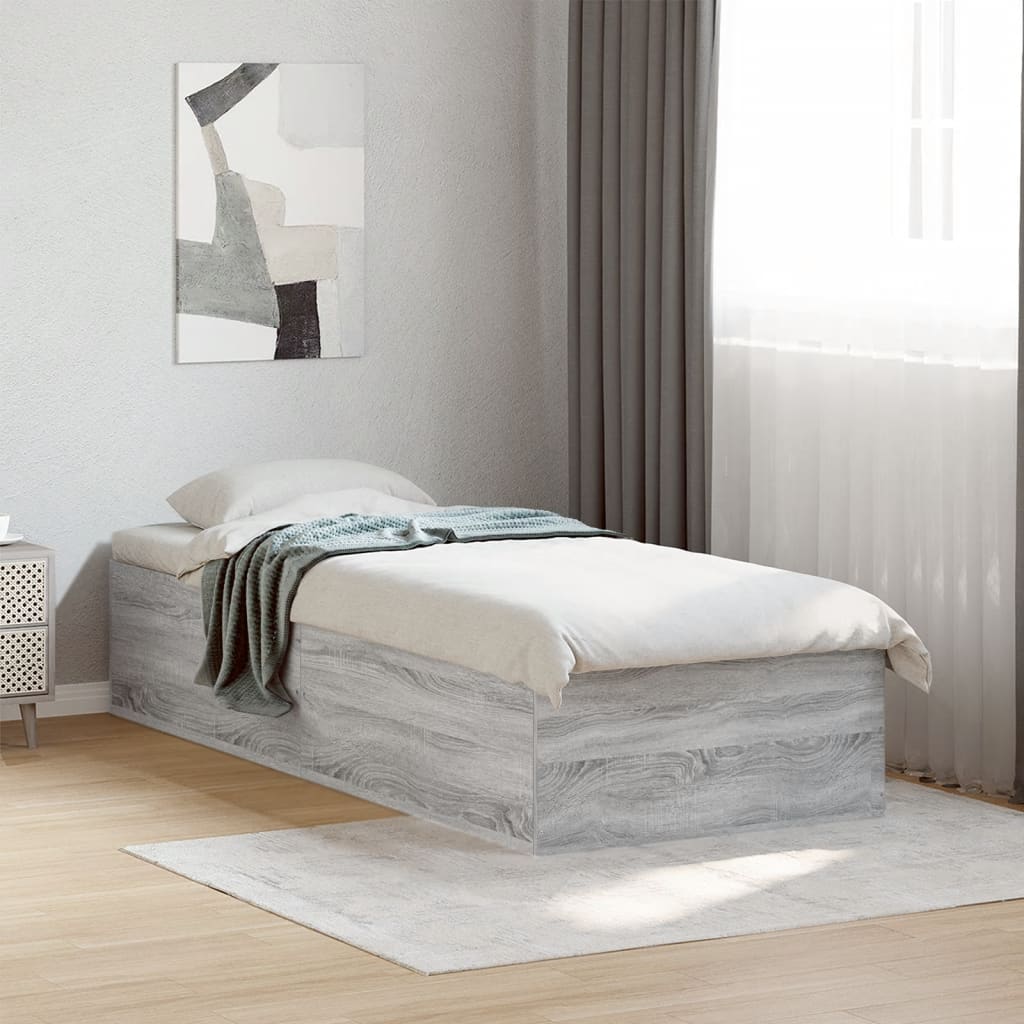 Bed frame Grey Sonoma 75x190 cm wood material