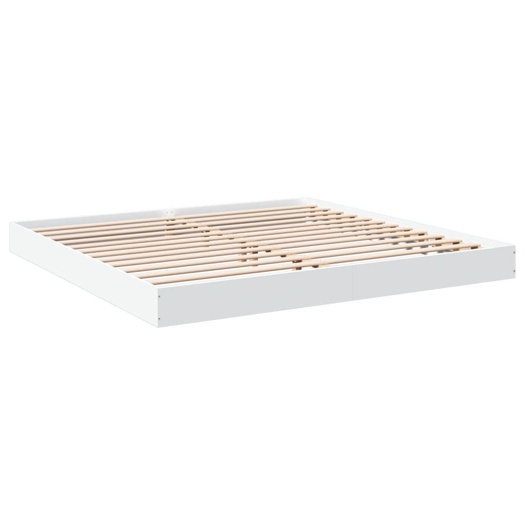 Bed frame white 200x200 cm wood material