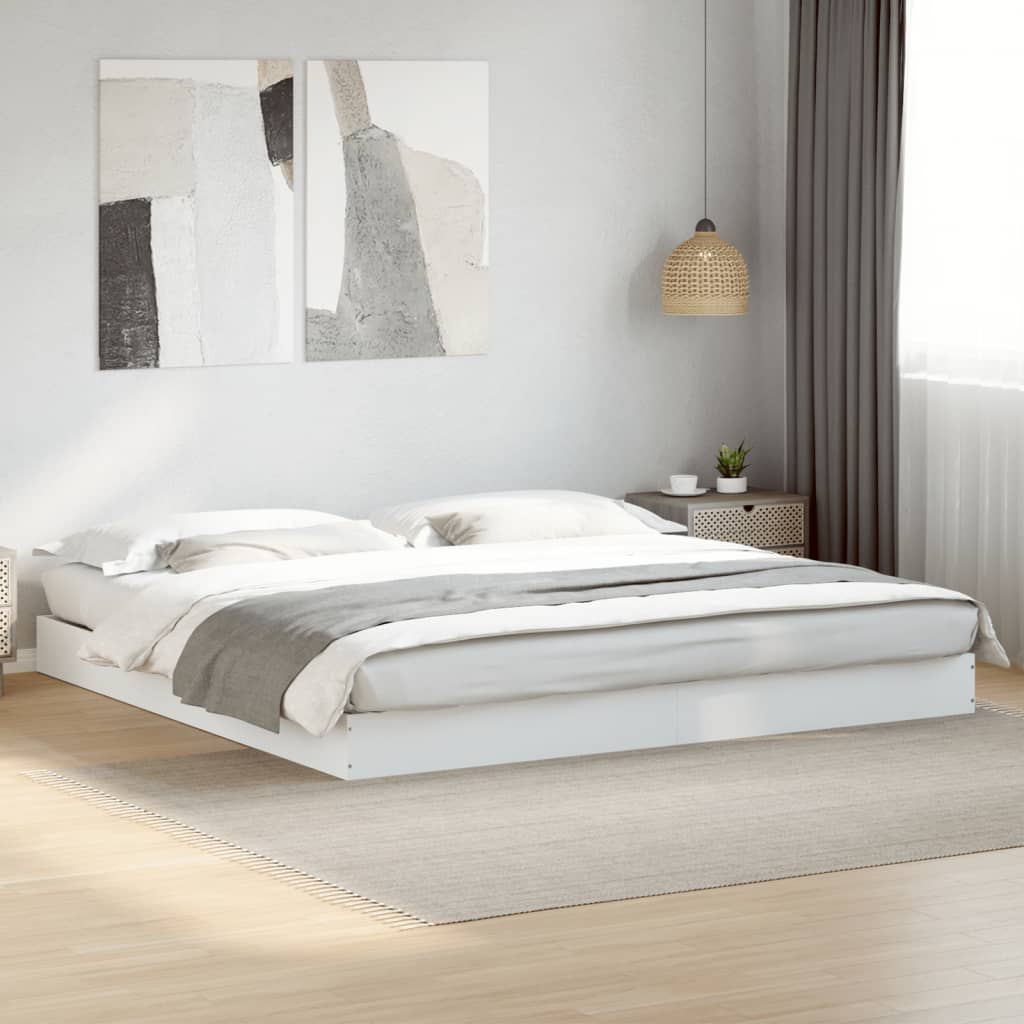 Bed frame white 200x200 cm wood material