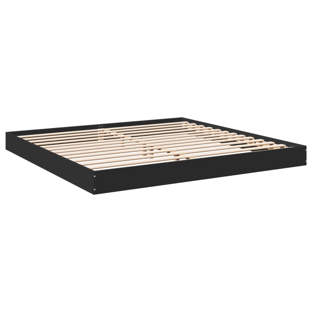 Bed frame black 200x200 cm wood material