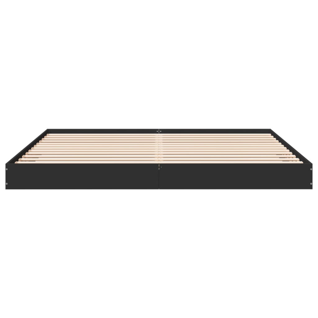 Bed frame black 200x200 cm wood material