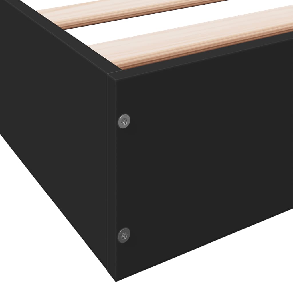 Bed frame black 200x200 cm wood material