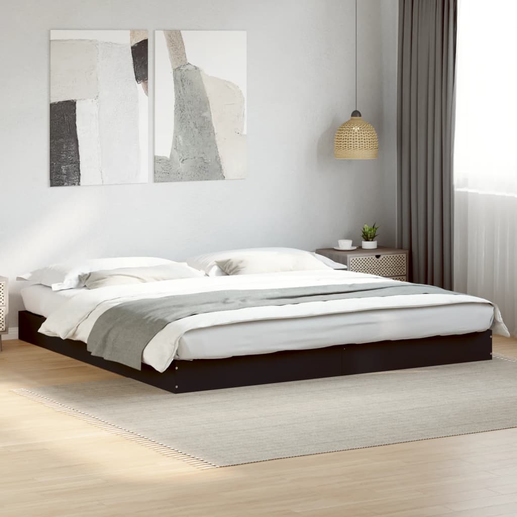 Bed frame black 200x200 cm wood material