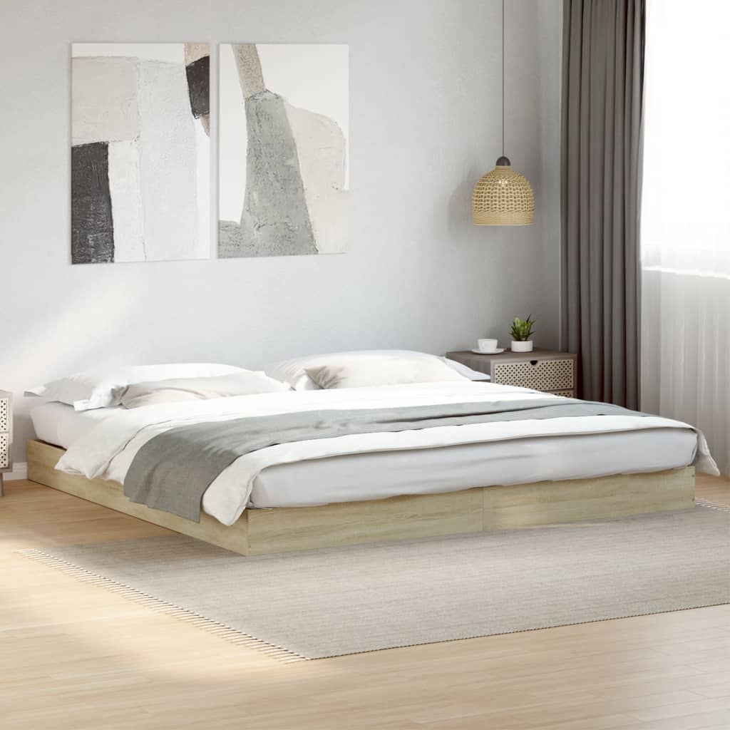 Bed frame without mattress Sonoma oak 200x200 cm wood material