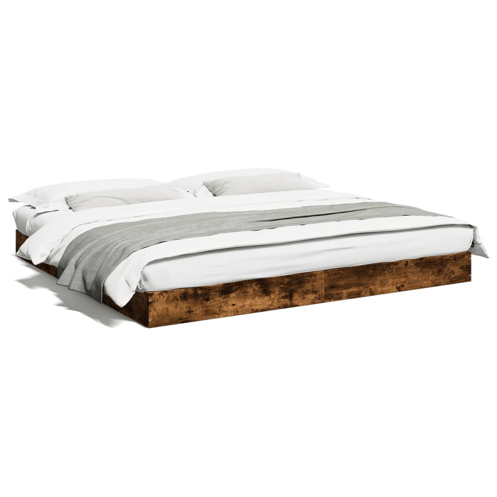 Bed frame without mattress smoked oak 200x200 cm wood material