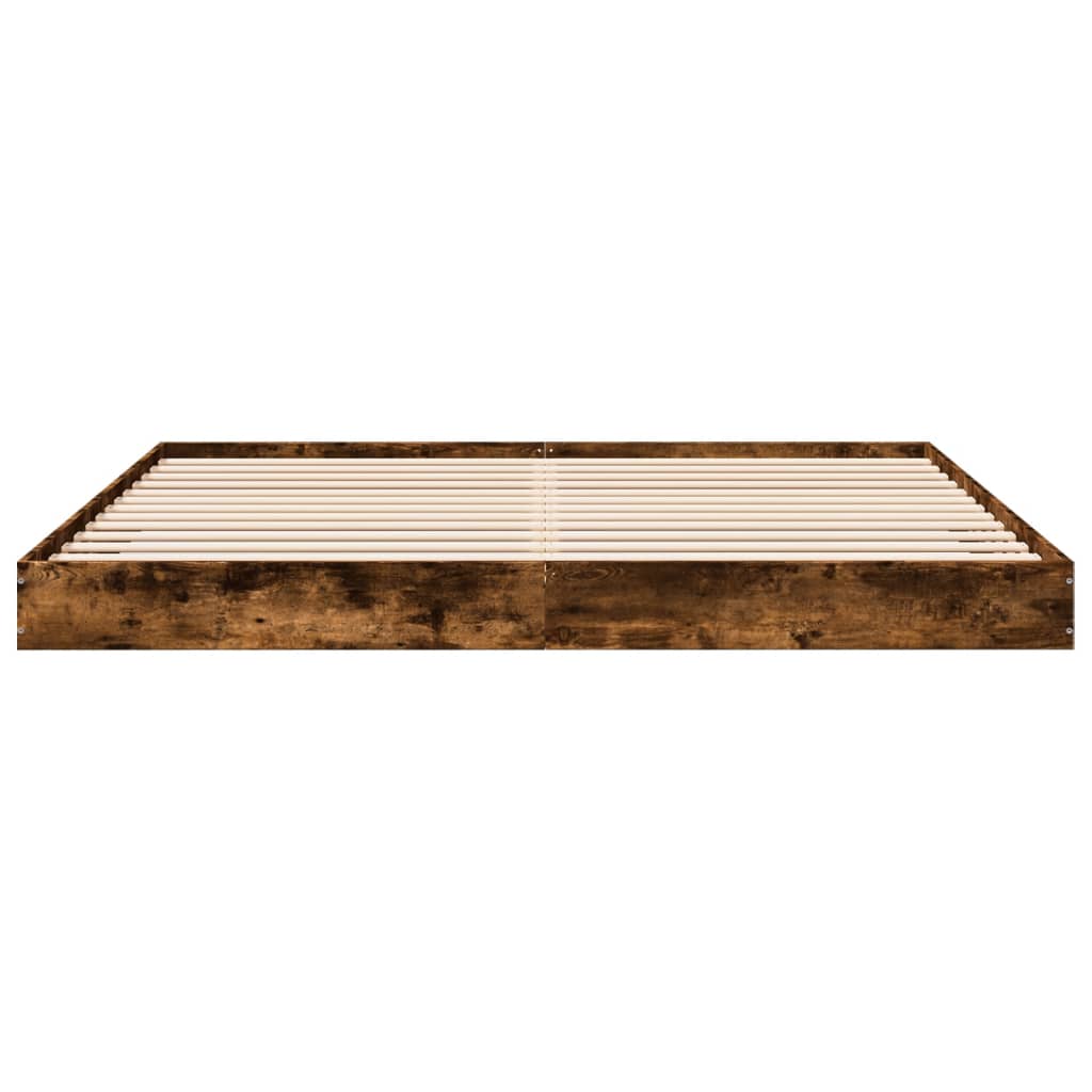 Bed frame without mattress smoked oak 200x200 cm wood material