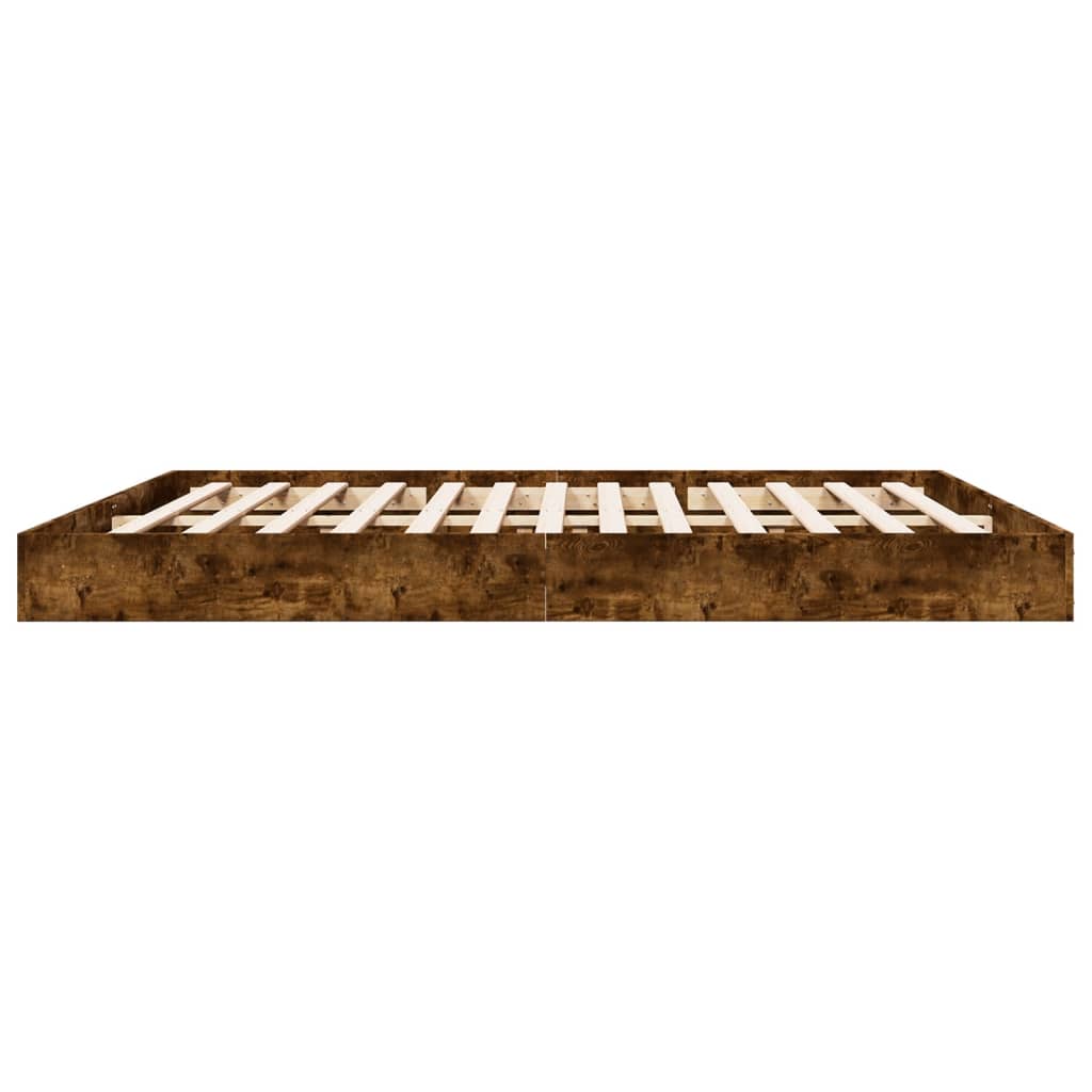 Bed frame without mattress smoked oak 200x200 cm wood material