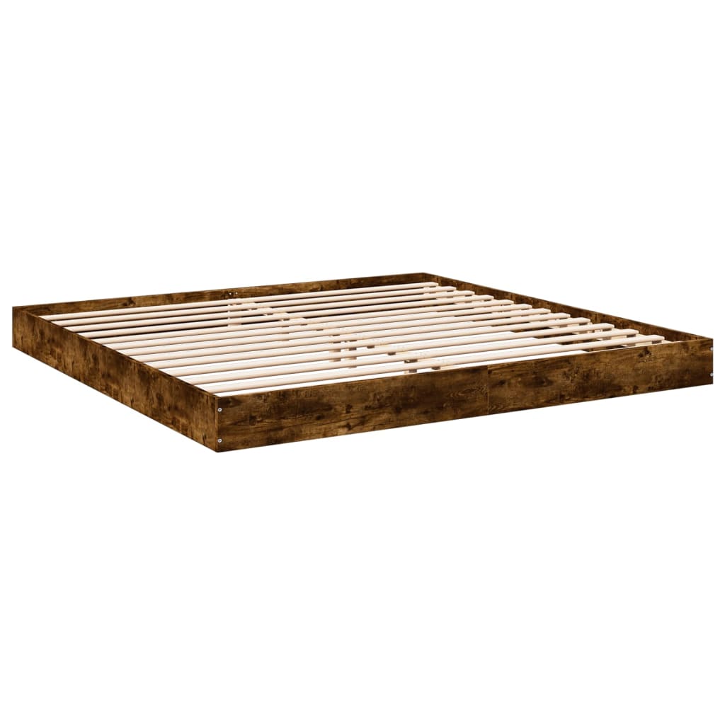 Bed frame without mattress smoked oak 200x200 cm wood material