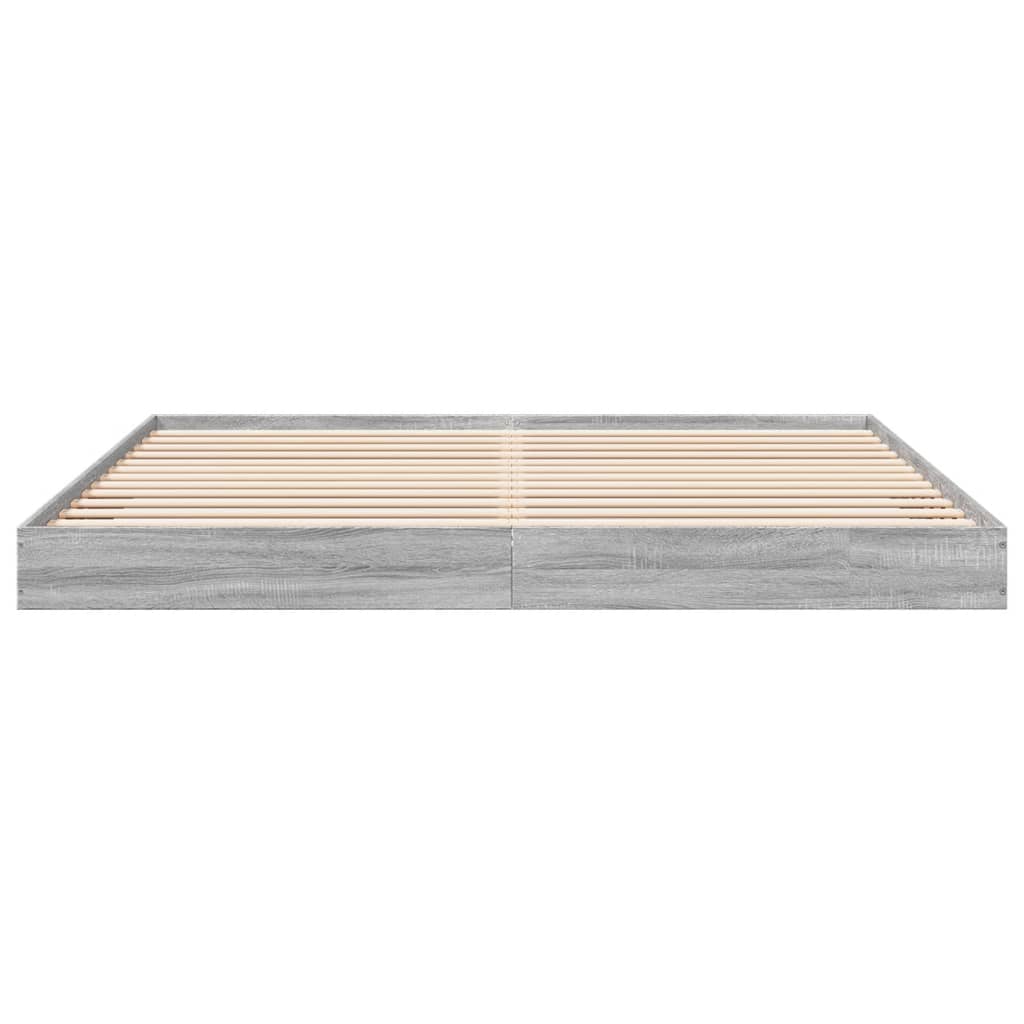 Bed frame Grey Sonoma 200x200 cm wood material