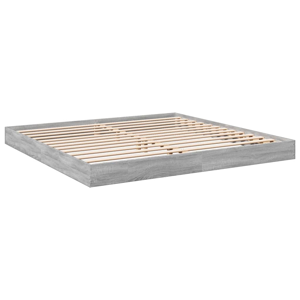 Bed frame Grey Sonoma 200x200 cm wood material