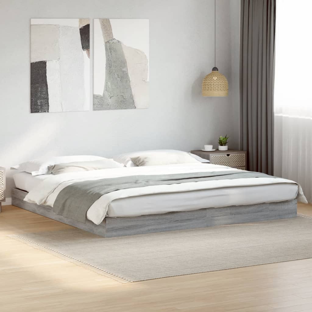 Bed frame Grey Sonoma 200x200 cm wood material