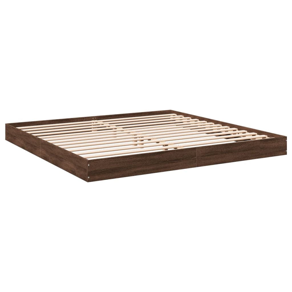 Bed frame without mattress brown oak look 200x200 cm