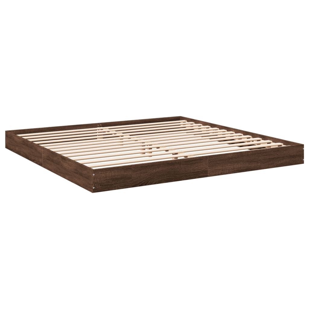 Bed frame without mattress brown oak look 200x200 cm