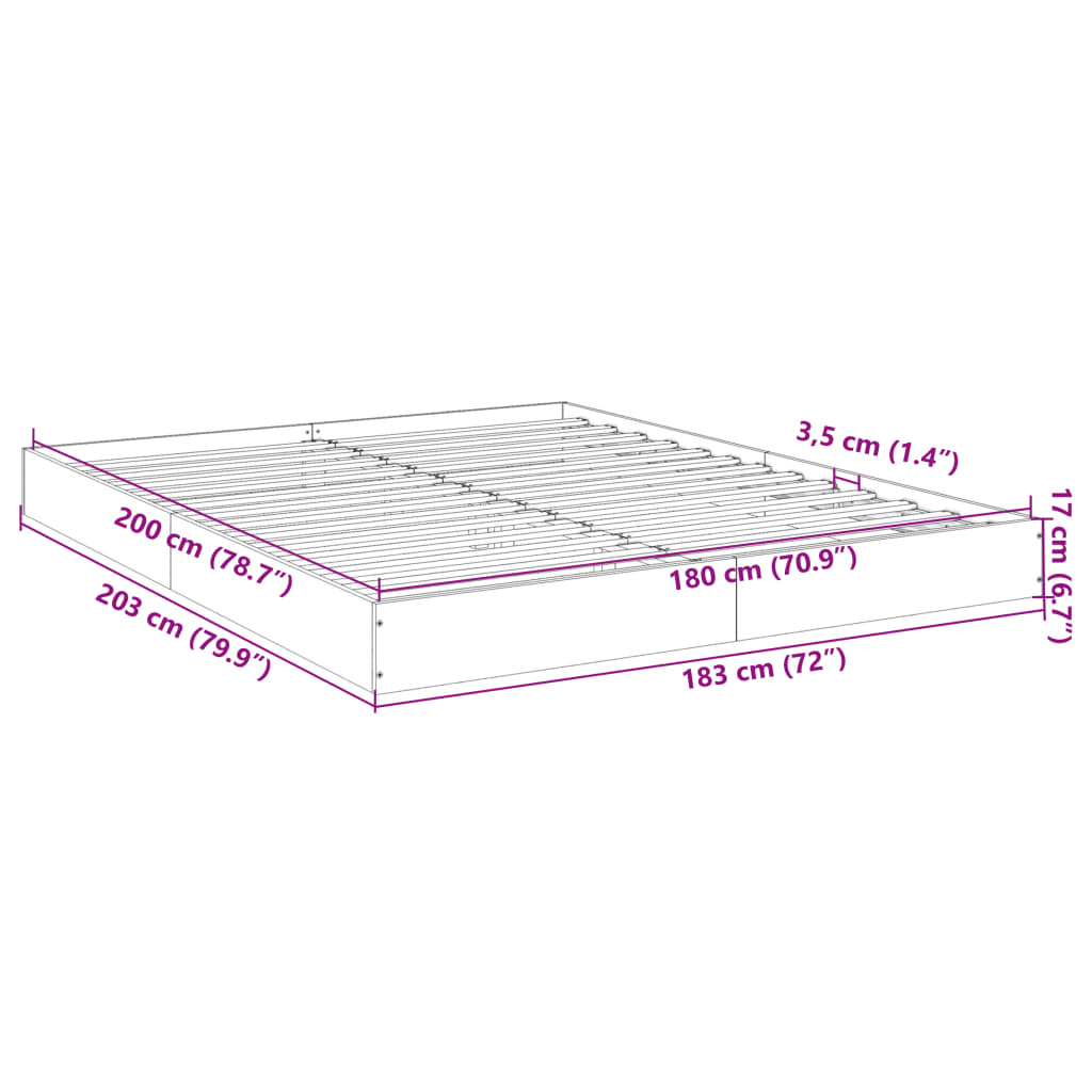 Bed frame without mattress white 180x200 cm wood material