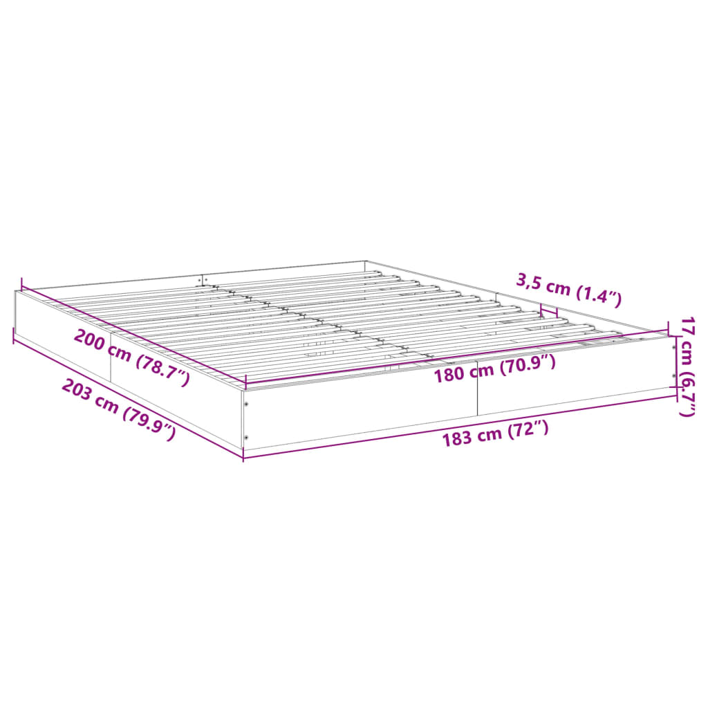 Bettgestell ohne Matratze Schwarz 180x200 cm Holzwerkstoff