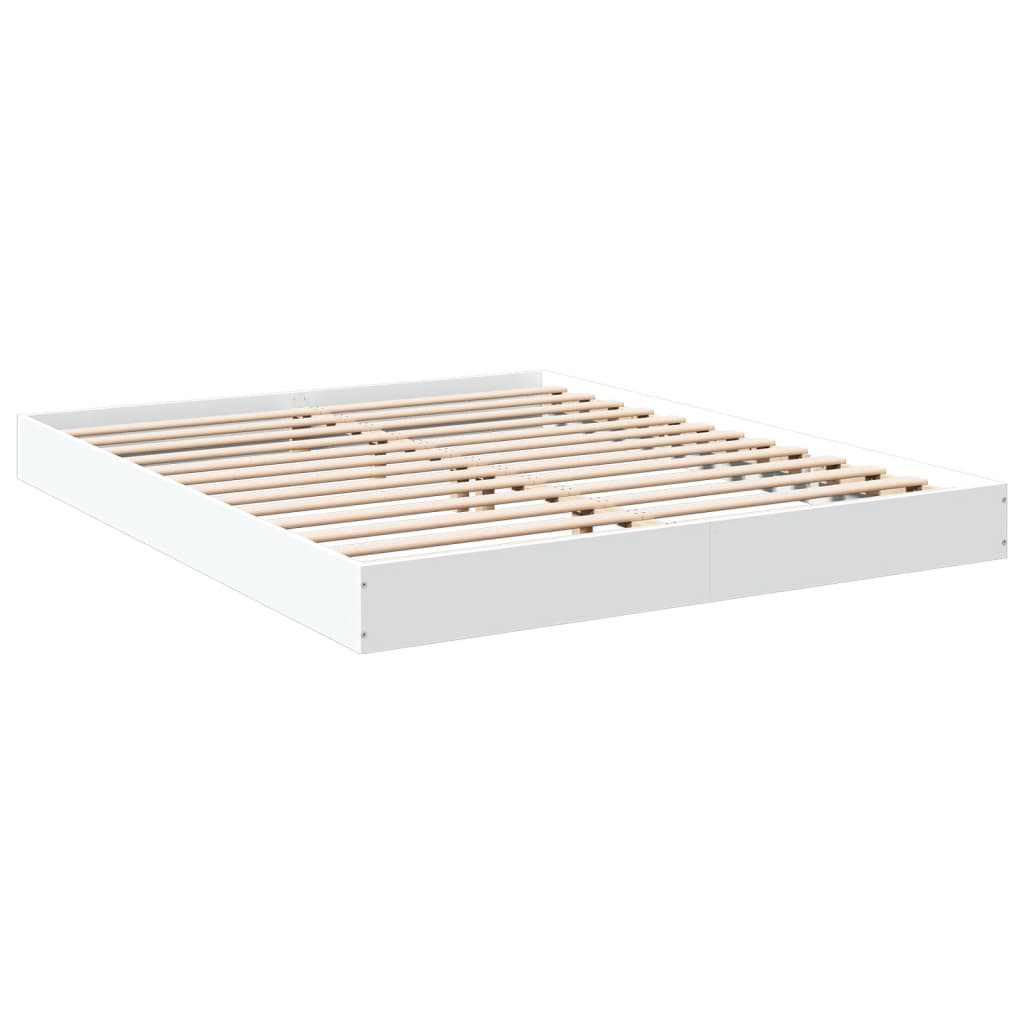 Bed frame without mattress white 160x200 cm wood material