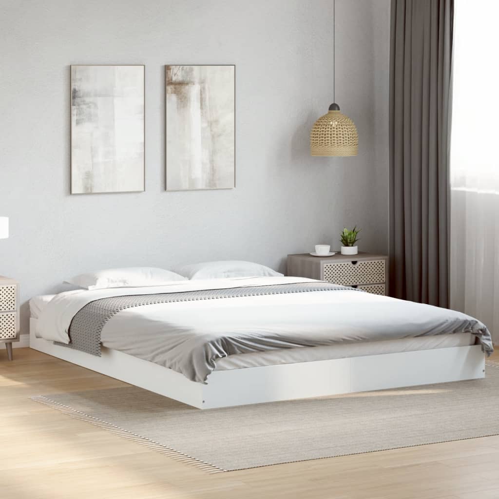 Bed frame without mattress white 160x200 cm wood material