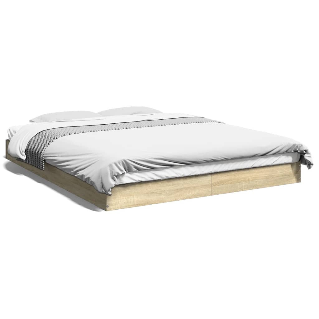 Bed frame without mattress Sonoma oak 160x200 cm wood material