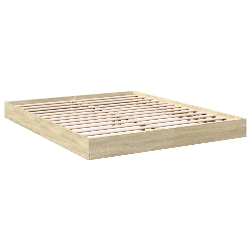 Bed frame without mattress Sonoma oak 160x200 cm wood material