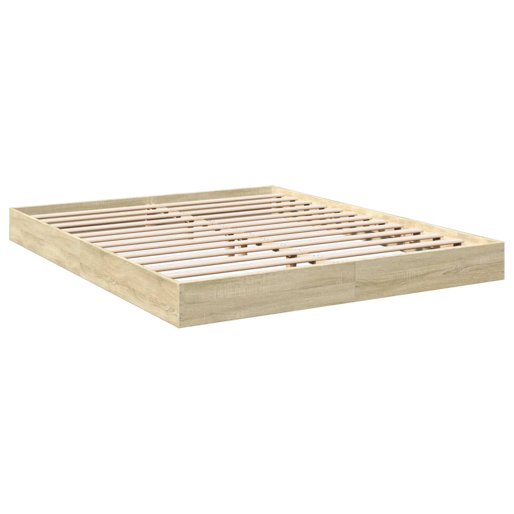 Bed frame without mattress Sonoma oak 160x200 cm wood material