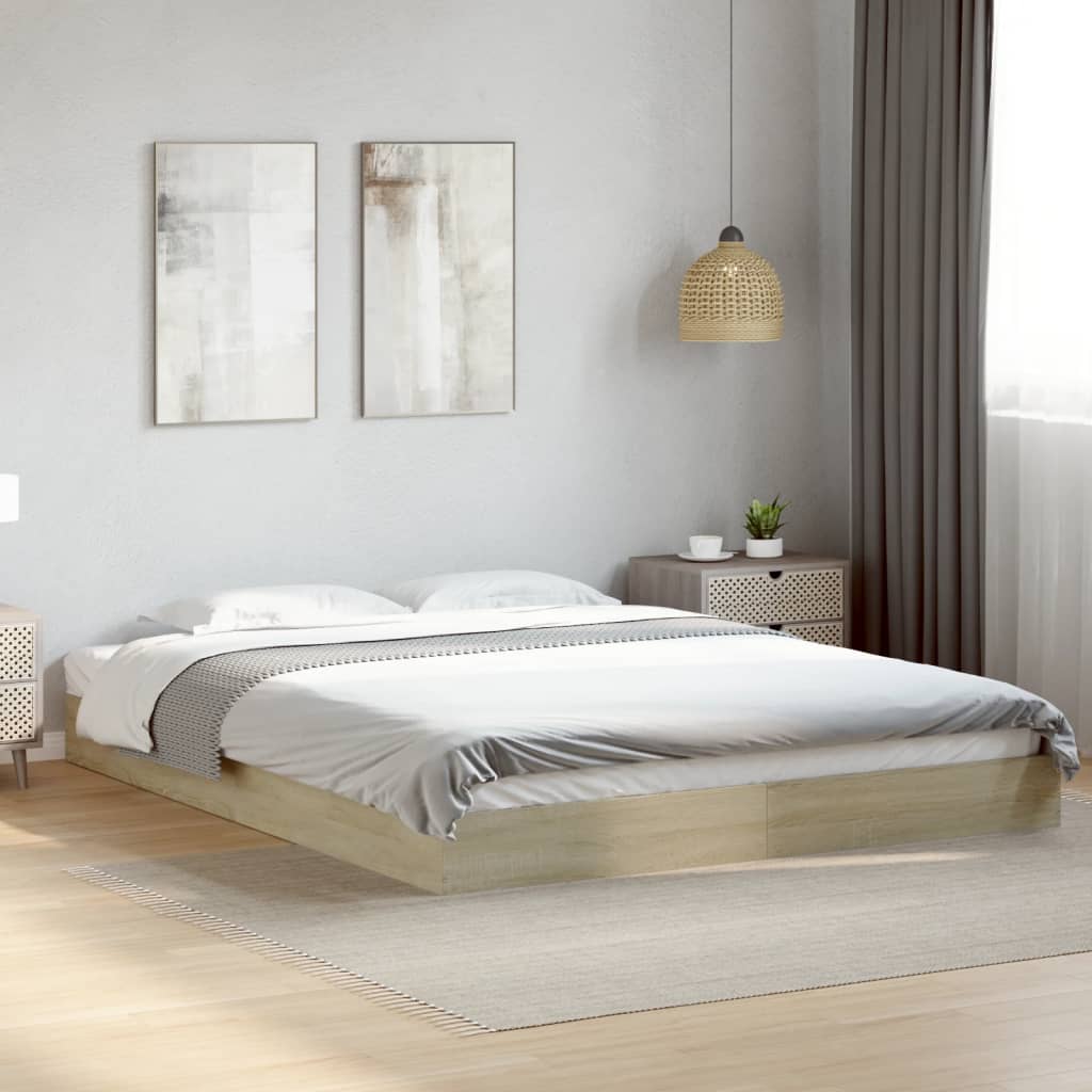 Bed frame without mattress Sonoma oak 160x200 cm wood material