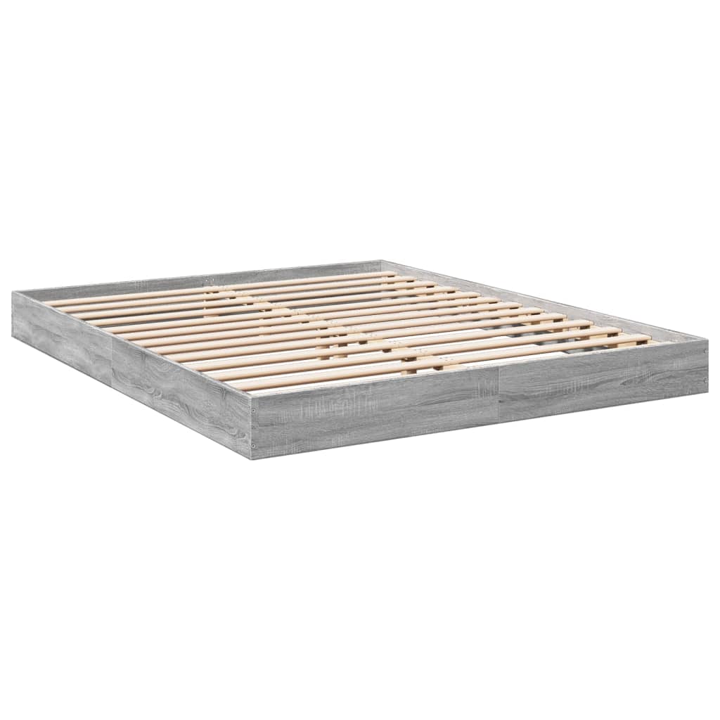 Bed frame without mattress Grey Sonoma 160x200 cm wood material