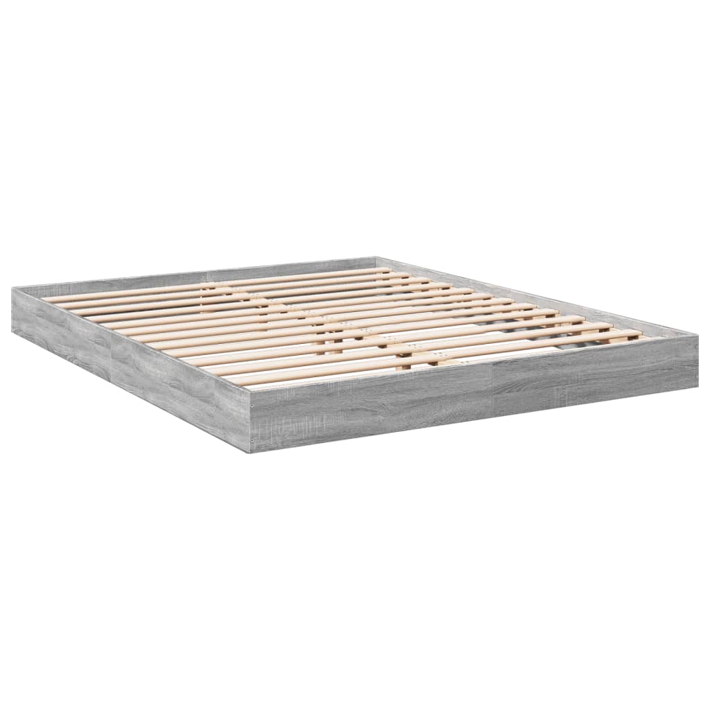 Bed frame without mattress Grey Sonoma 160x200 cm wood material