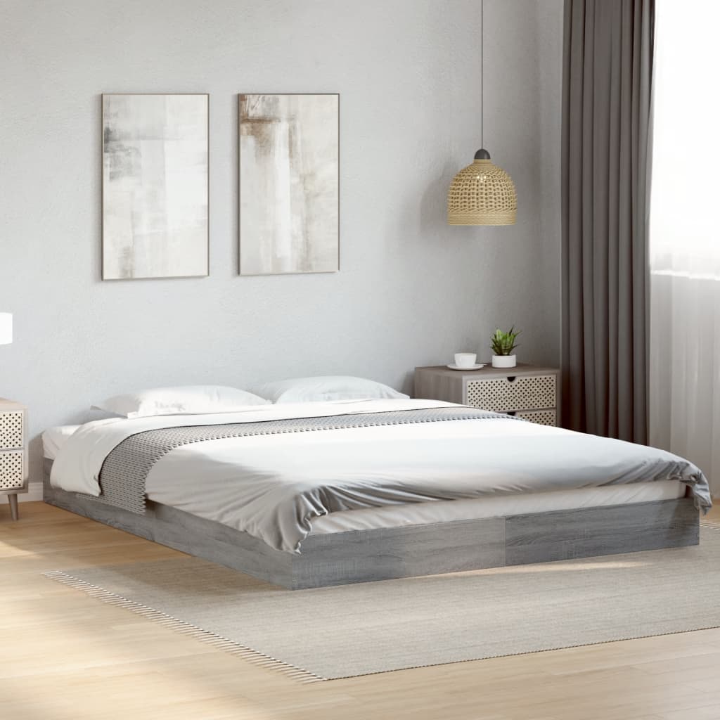 Bed frame without mattress Grey Sonoma 160x200 cm wood material