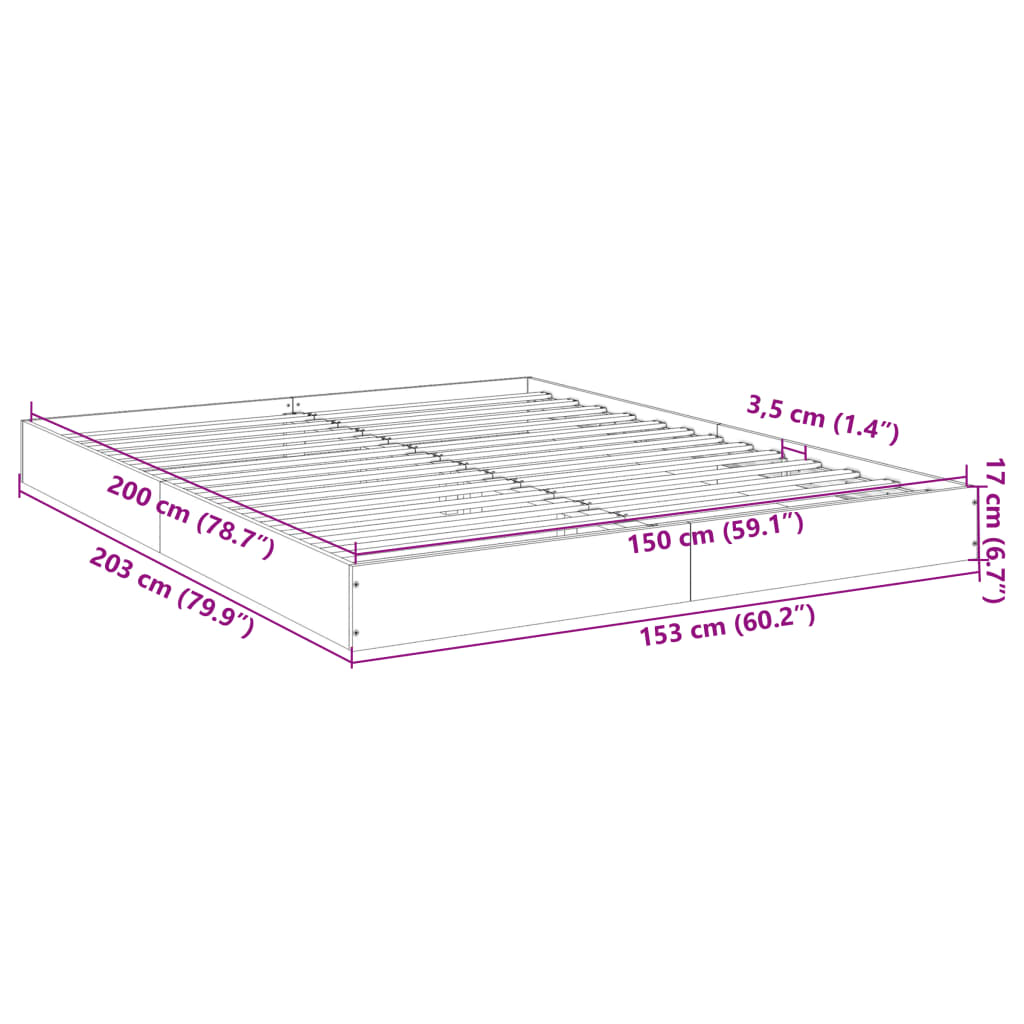 Bed frame white 150x200 cm wood material