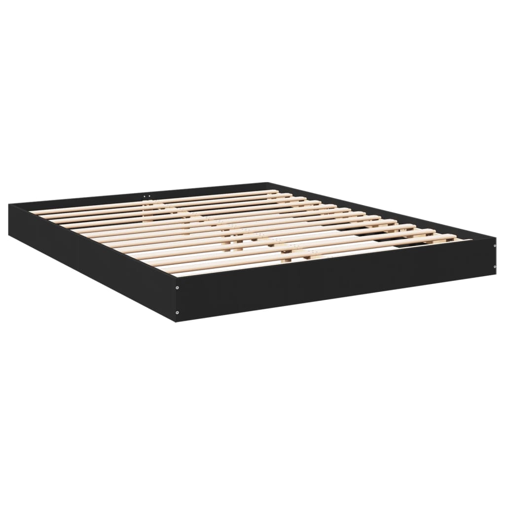 Bed frame black 150x200 cm wood material