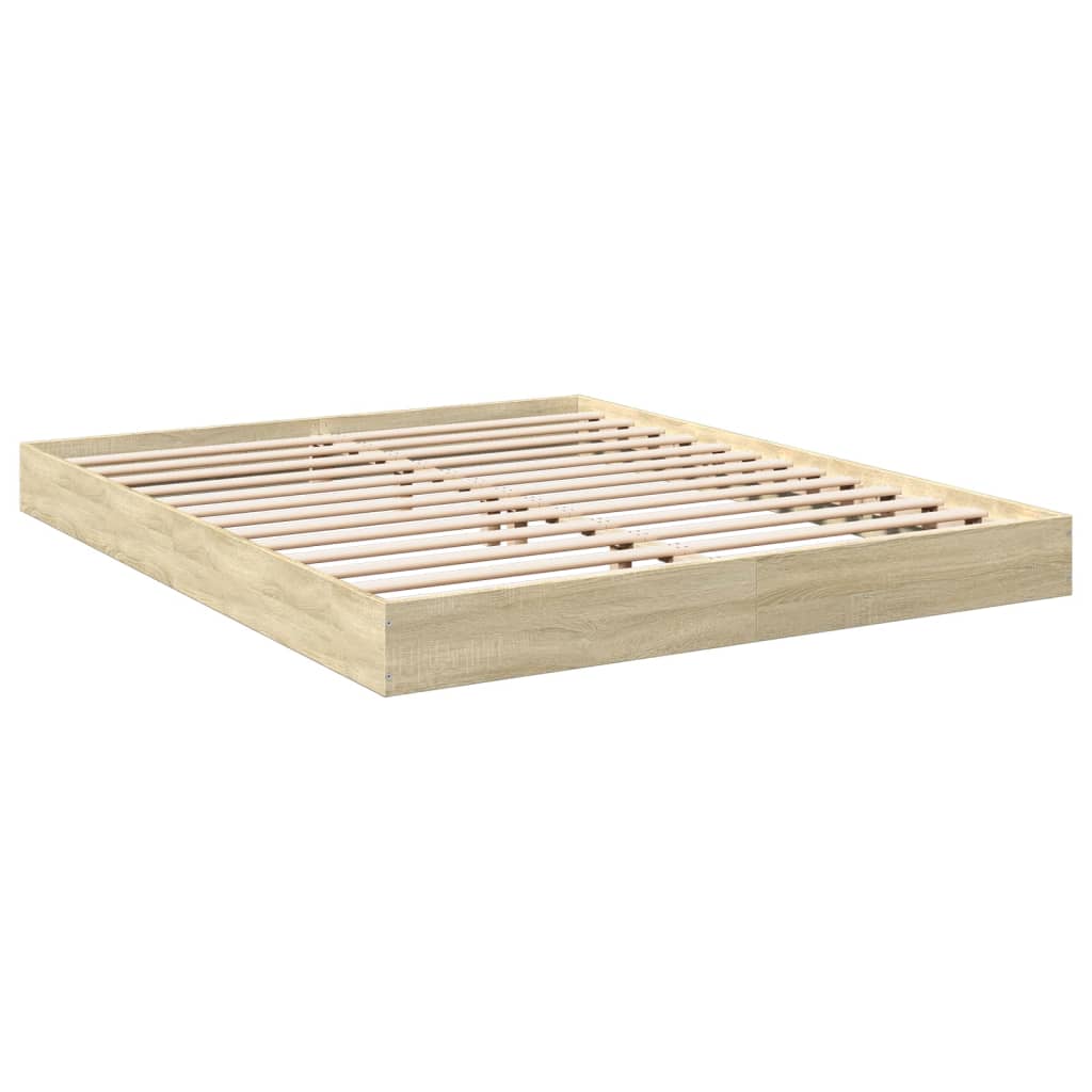 Bed frame without mattress Sonoma oak 150x200 cm wood material