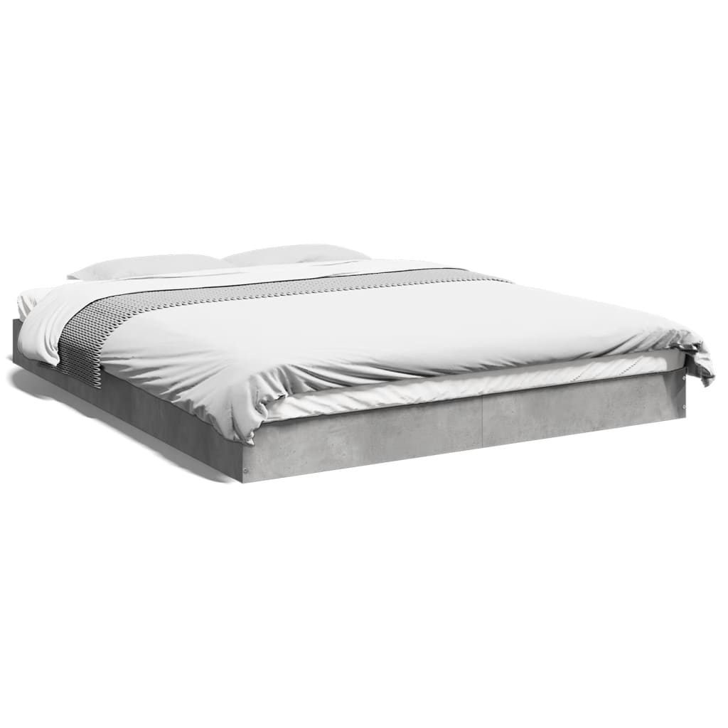 Bed frame concrete grey 150x200 cm wood material