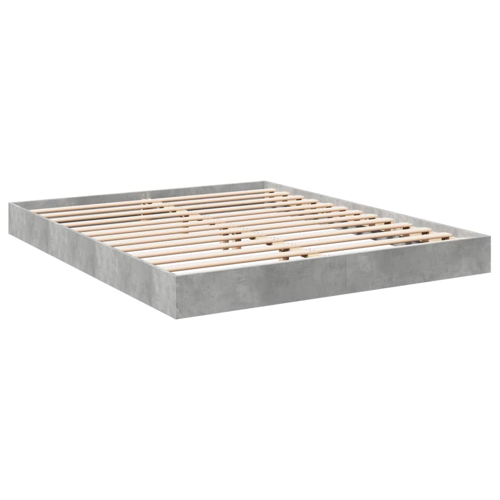 Bed frame concrete grey 150x200 cm wood material