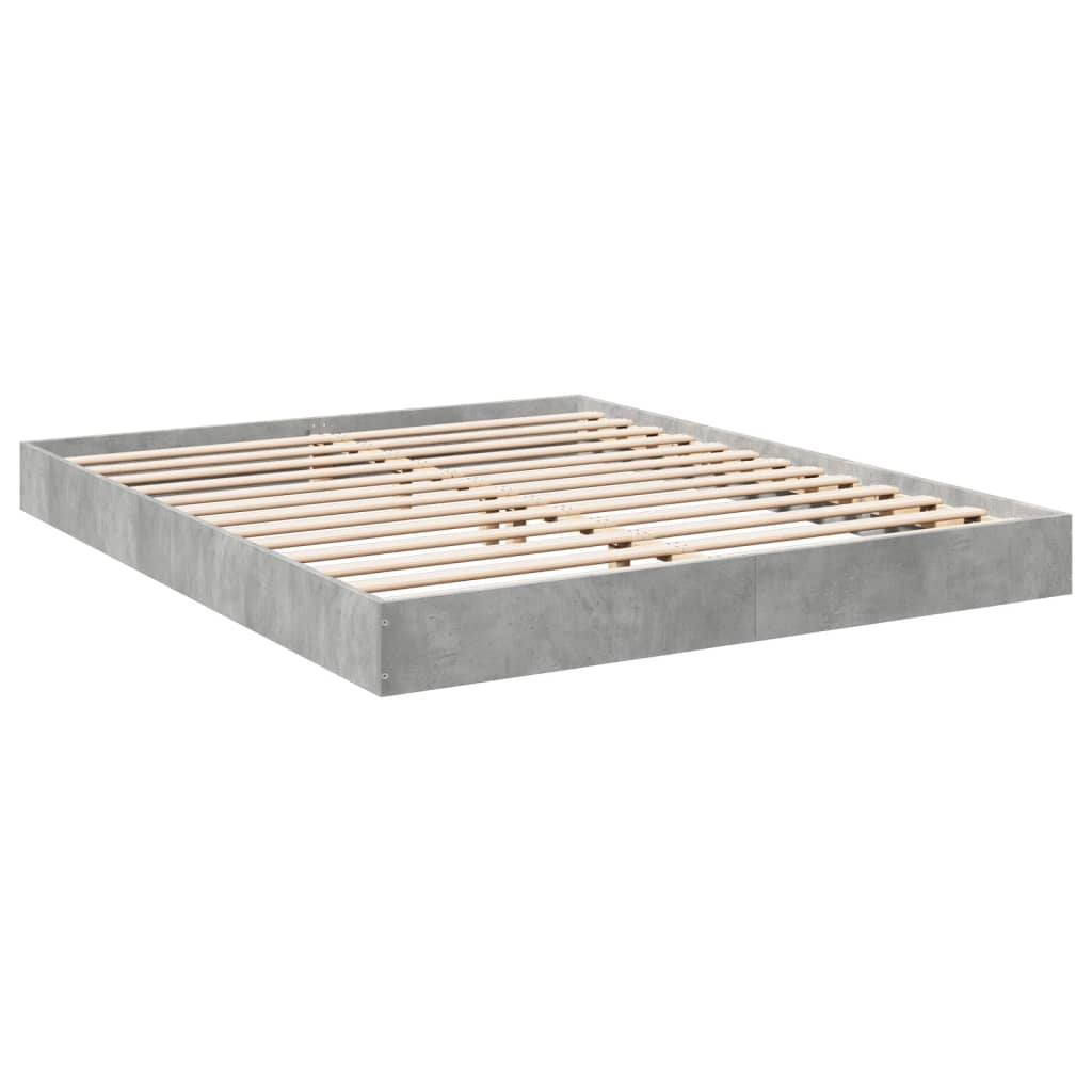 Bed frame concrete grey 150x200 cm wood material