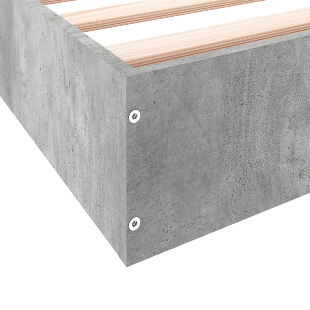 Bed frame concrete grey 150x200 cm wood material