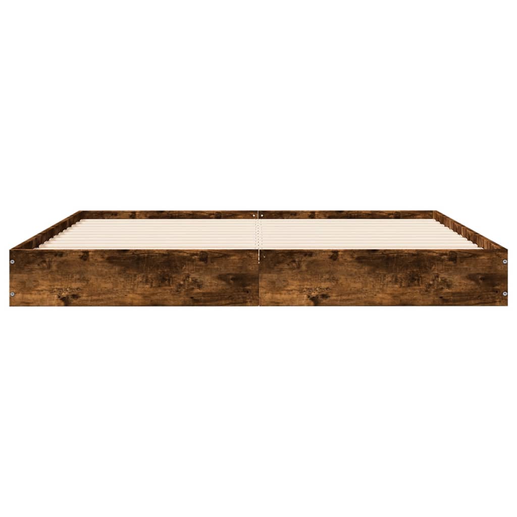 Bed frame without mattress smoked oak 150x200 cm wood material