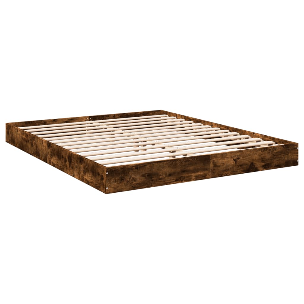 Bed frame without mattress smoked oak 150x200 cm wood material