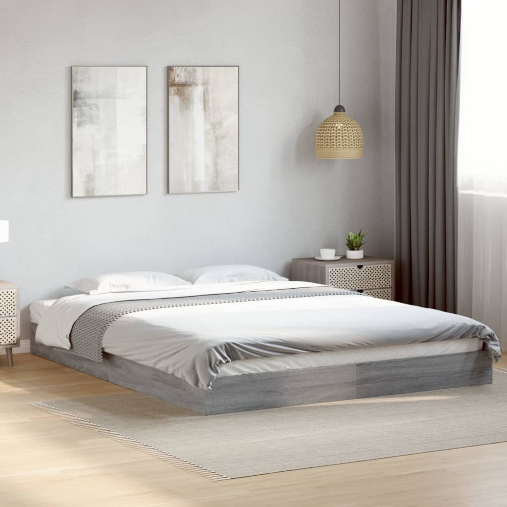 Bed frame Grey Sonoma 150x200 cm wood material