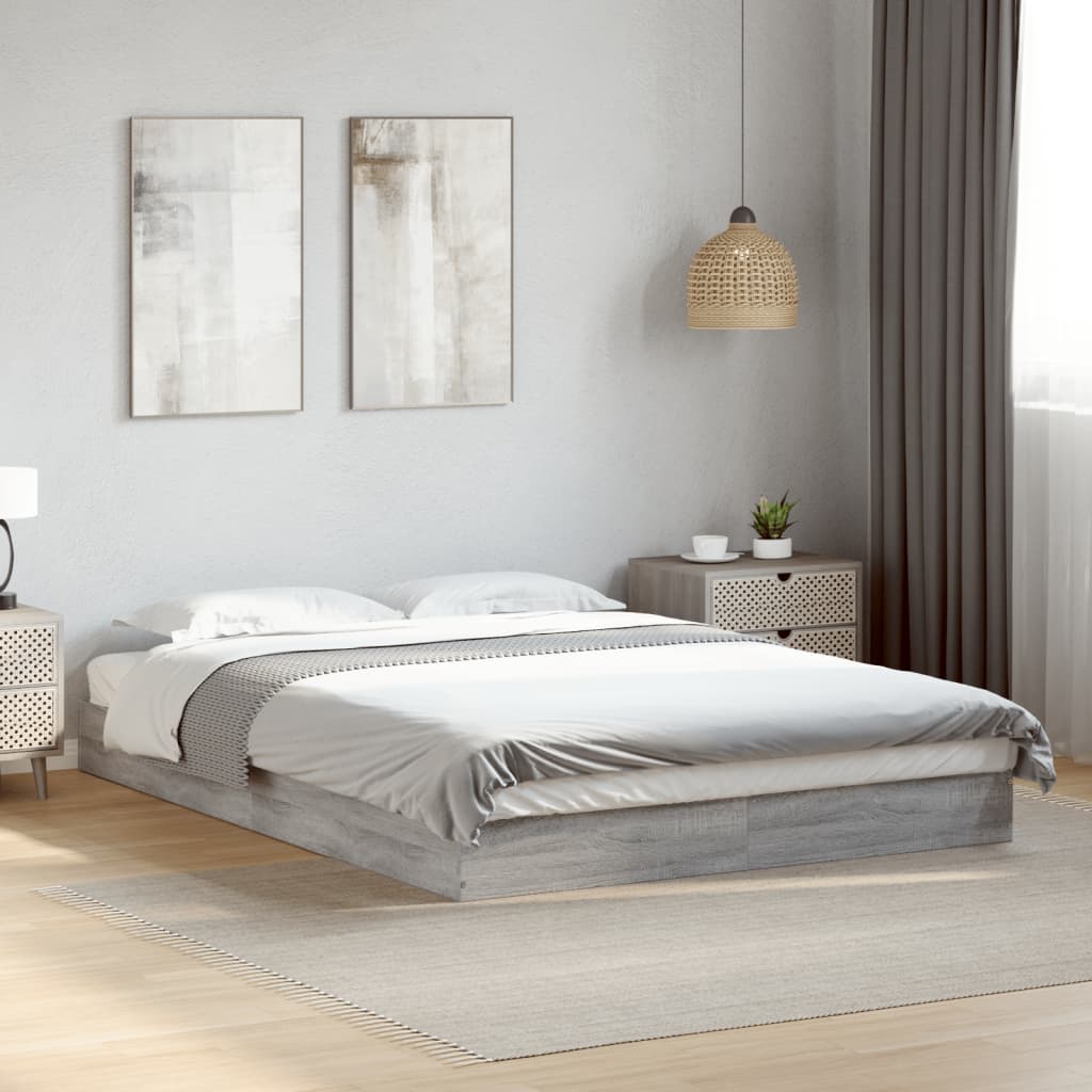 Bed frame Grey Sonoma 140x200 cm wood material