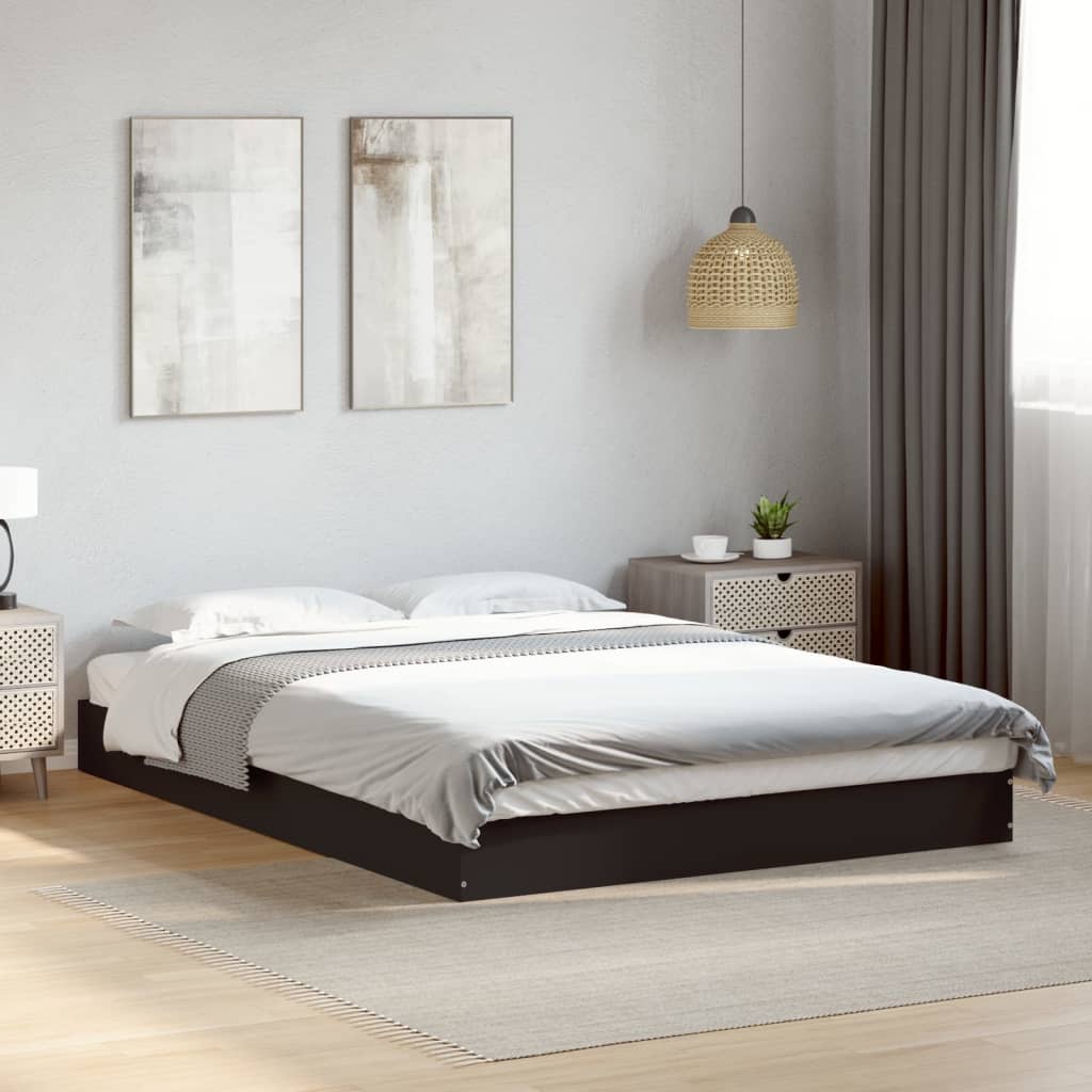 Bed frame black 120x200 cm wood material