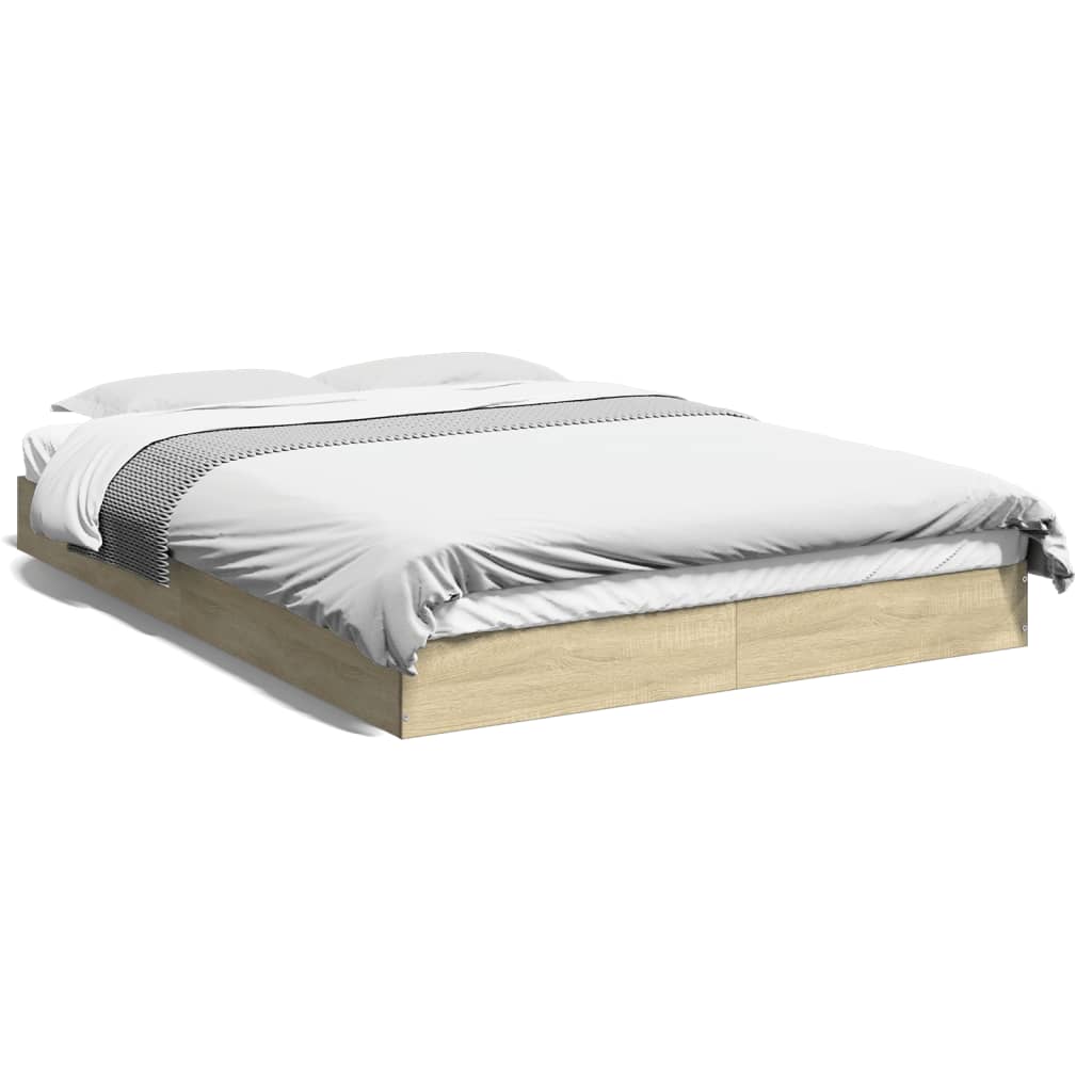 Bed frame without mattress Sonoma oak 120x200 cm wood material