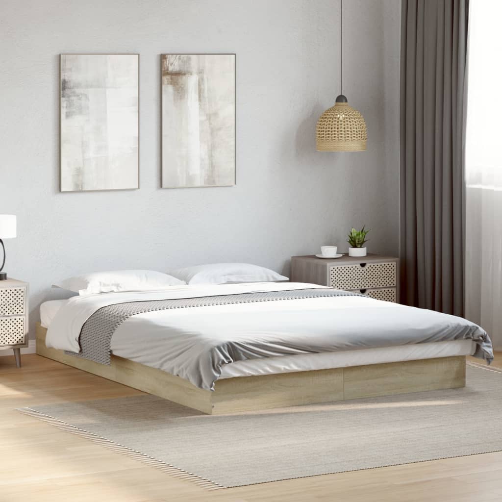 Bed frame without mattress Sonoma oak 120x200 cm wood material