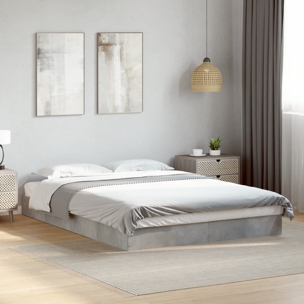 Bed frame concrete grey 120x200 cm wood material