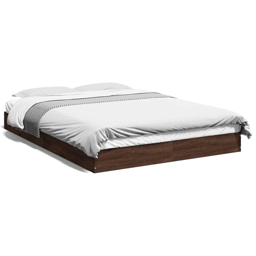 Bed frame without mattress brown oak 120x200 cm wood material