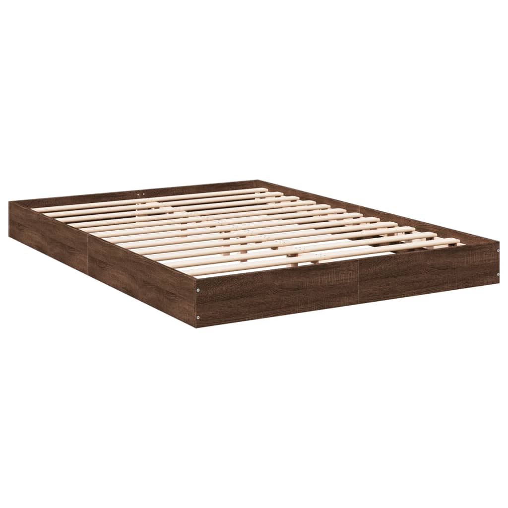 Bed frame without mattress brown oak 120x200 cm wood material