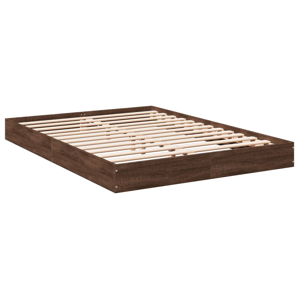 Bed frame without mattress brown oak 120x200 cm wood material