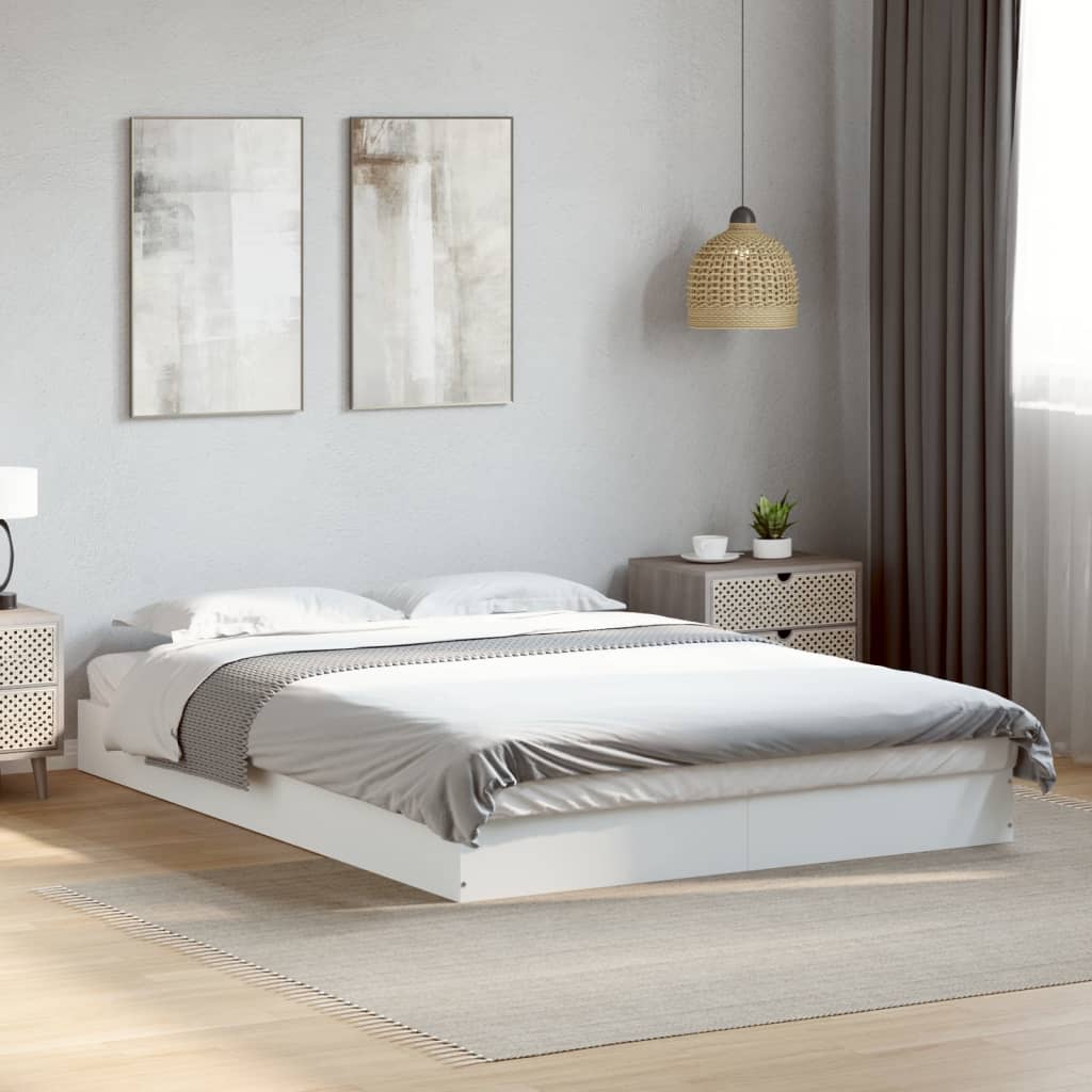 Bed frame white 135x190 cm wood material