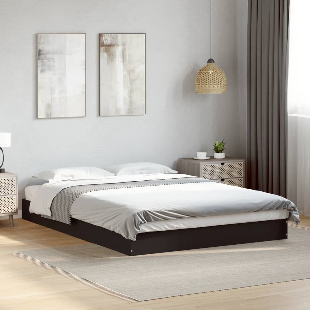 Bed frame black 135x190 cm wood material